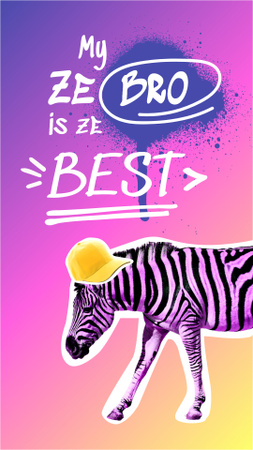 Designvorlage Funny Zebra in Teen Cap für Instagram Story