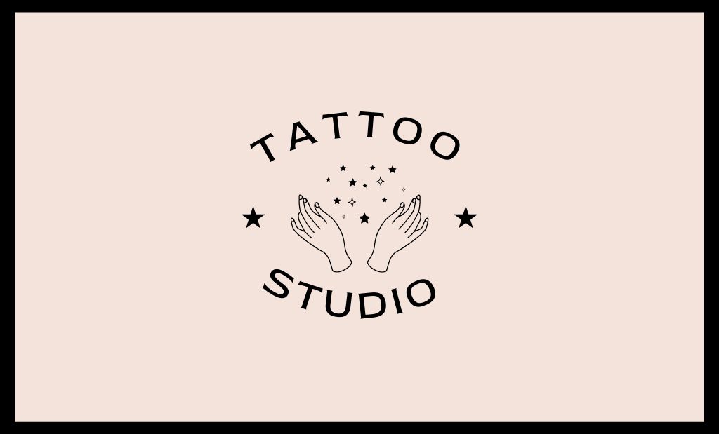 Tattoo Studio Promotion With Hand Sketch Business Card 91x55mmデザインテンプレート