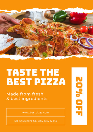 Предложение попробовать вкусную пиццу со скидкой Poster – шаблон для дизайна