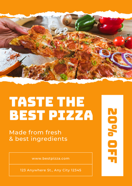 Offer to Try Delicious Pizza with Discount Posterデザインテンプレート