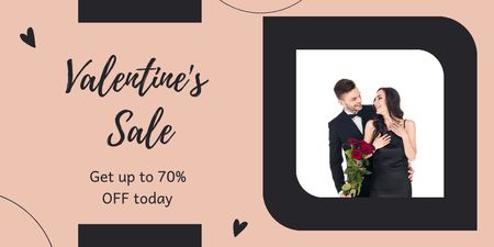 Valentine's Day Sale with Couple in Love Twitter Design Template