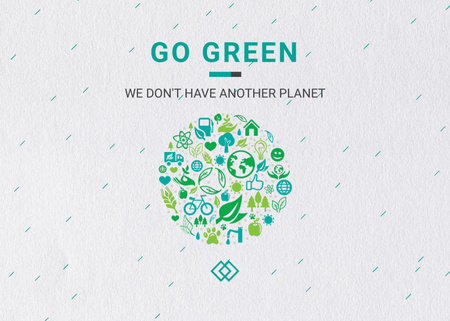 Template di design ecologia concetto con icone della natura verde Flyer 5x7in Horizontal