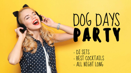 Designvorlage Party Announcement with Funny Girl in Toy Ears für FB event cover