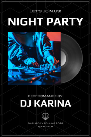 Designvorlage Nachtparty mit DJ für Pinterest
