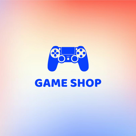 Реклама игрового клуба с геймпадом на ярком градиенте Logo – шаблон для дизайна