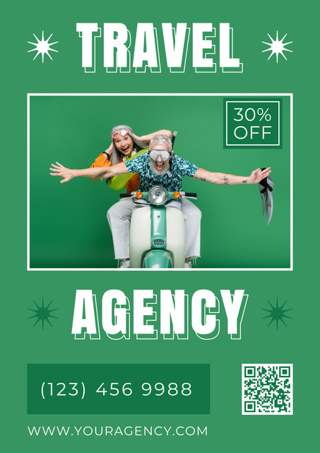 Travel Agency Offer with Funny Old People Posterデザインテンプレート