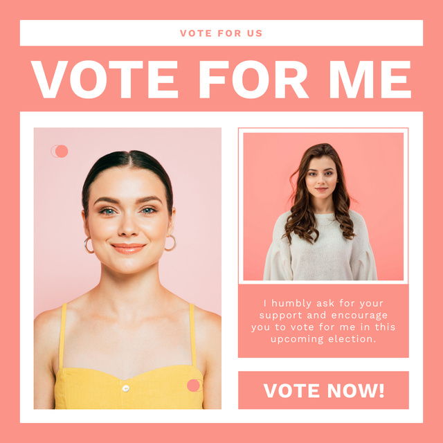 Collage with Photo of Young Woman Candidate Instagram AD Design Template