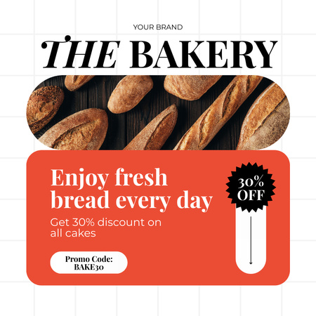 Ontwerpsjabloon van Instagram van Geniet elke dag van vers brood