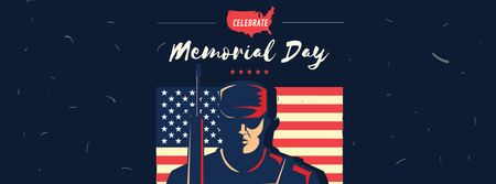 Memorial Day Announcement with Soldier Facebook cover Modelo de Design