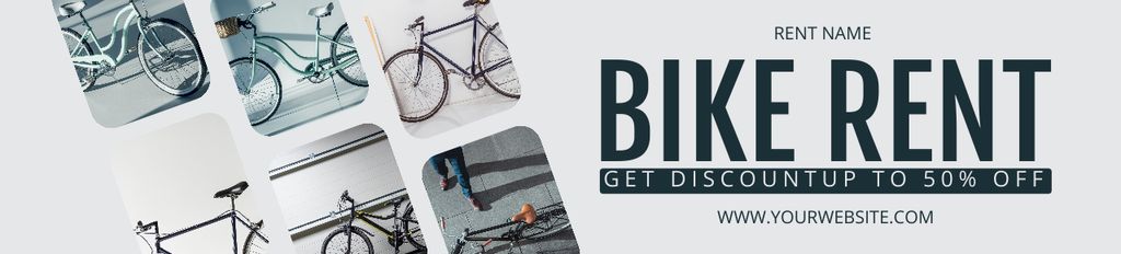 Designvorlage Bicycle Rent Offer with Collage of Bikes für Ebay Store Billboard