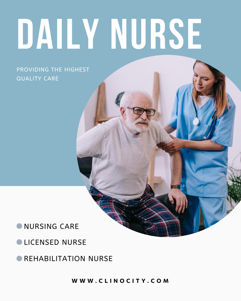 Nursing Services Offer with Elder Man and Nurse Poster 16x20in Πρότυπο σχεδίασης