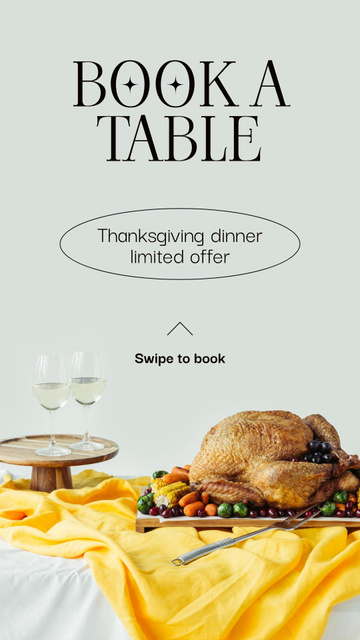 Thanksgiving Holiday Dinner with turkey Instagram Story Modelo de Design