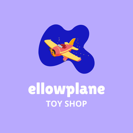 Flying Toy Airplane on Blue Animated Logo Design Template
