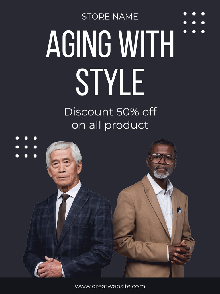 Formal Suits For Seniors Sale Offer Poster US Modelo de Design