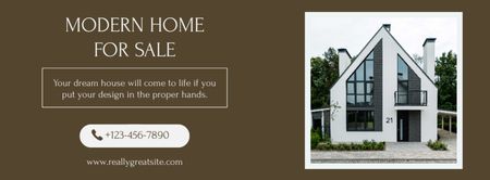 Modern House for Sale Offer In Brown Facebook cover – шаблон для дизайну