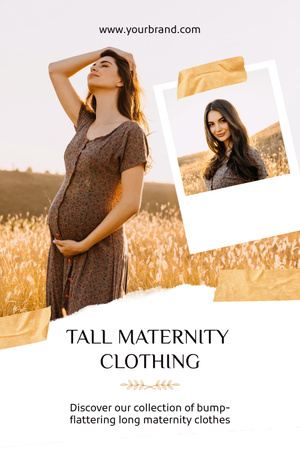 Maternity Clothes Offer with Beautiful Pregnant Woman Pinterest tervezősablon