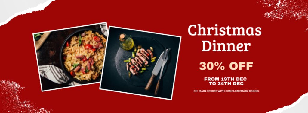 Christmas Discount Tasty Dishes Facebook cover Modelo de Design