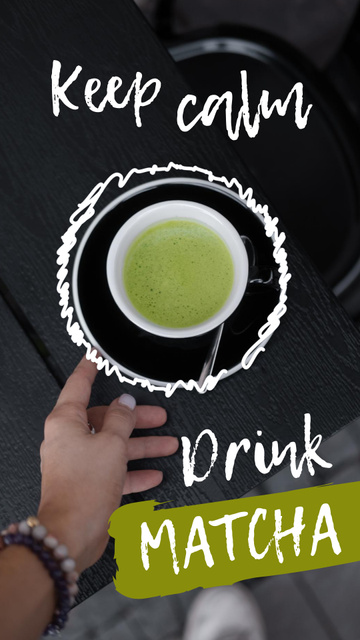Matcha Tea on Kitchen Table Instagram Video Story – шаблон для дизайну