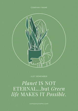 Designvorlage öko-konzept mit mädchen, die pflanzen halten für Poster