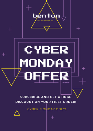 Cyber Monday Sale Digital Pattern in Purple Flayer Πρότυπο σχεδίασης