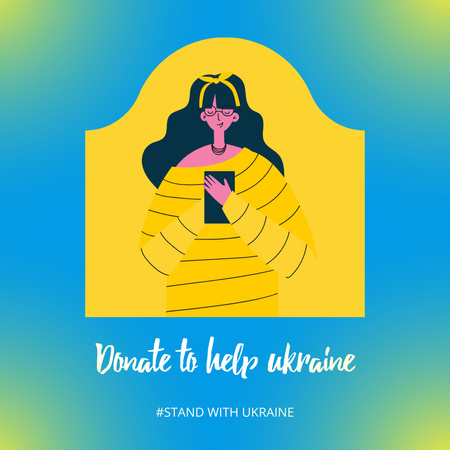 Plantilla de diseño de Llamado para donar a Ucrania con mujer joven Instagram 