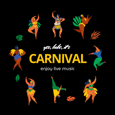 Brazilian Carnival Celebration with Dance and Fun Instagram Design Template