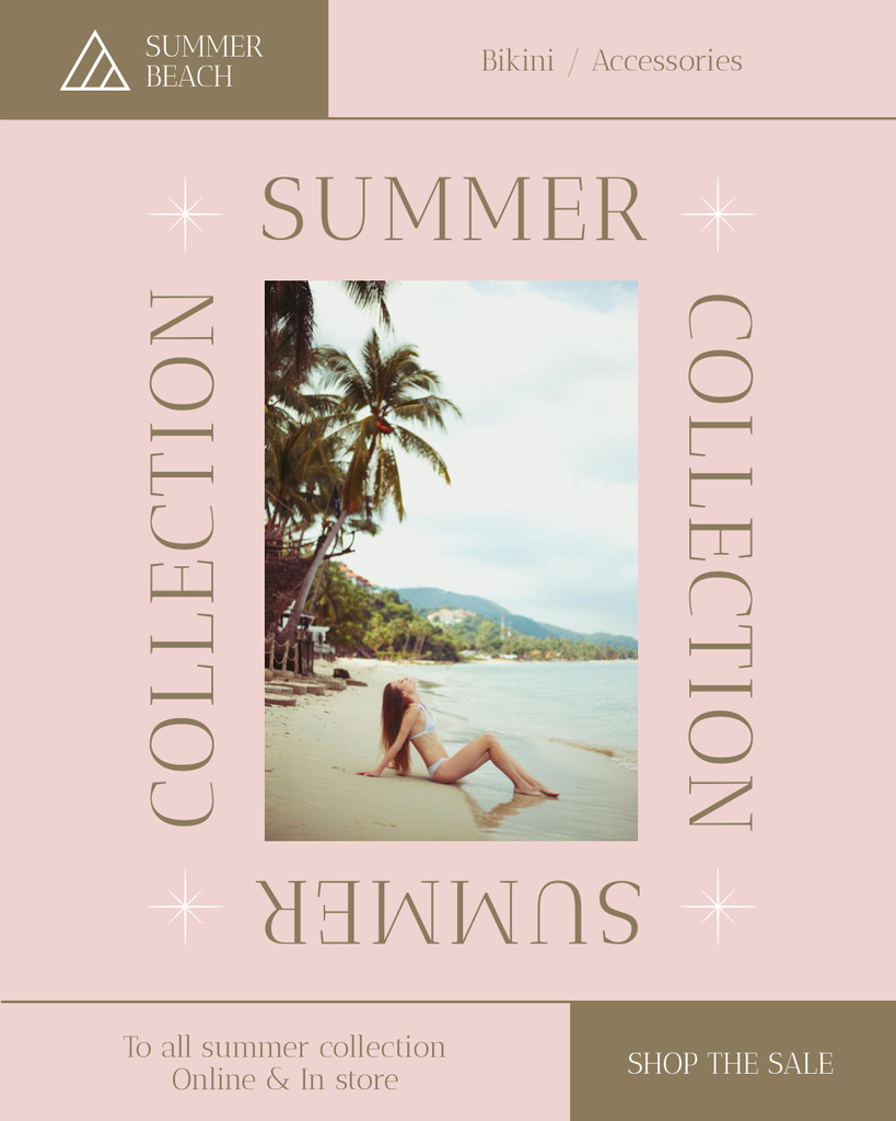 Summer Collection of Swimwear Instagram Post Vertical Design Template