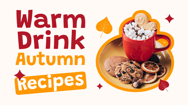 Ontwerpsjabloon van Youtube Thumbnail van Autumn Warm Drinks Culinary Instructions With Cookies