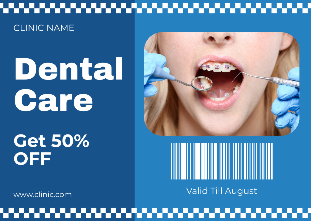 Offer of Discount on Dental Care Services Card Tasarım Şablonu