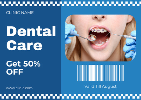 Ontwerpsjabloon van Card van Aanbieding van korting op tandheelkundige zorgdiensten