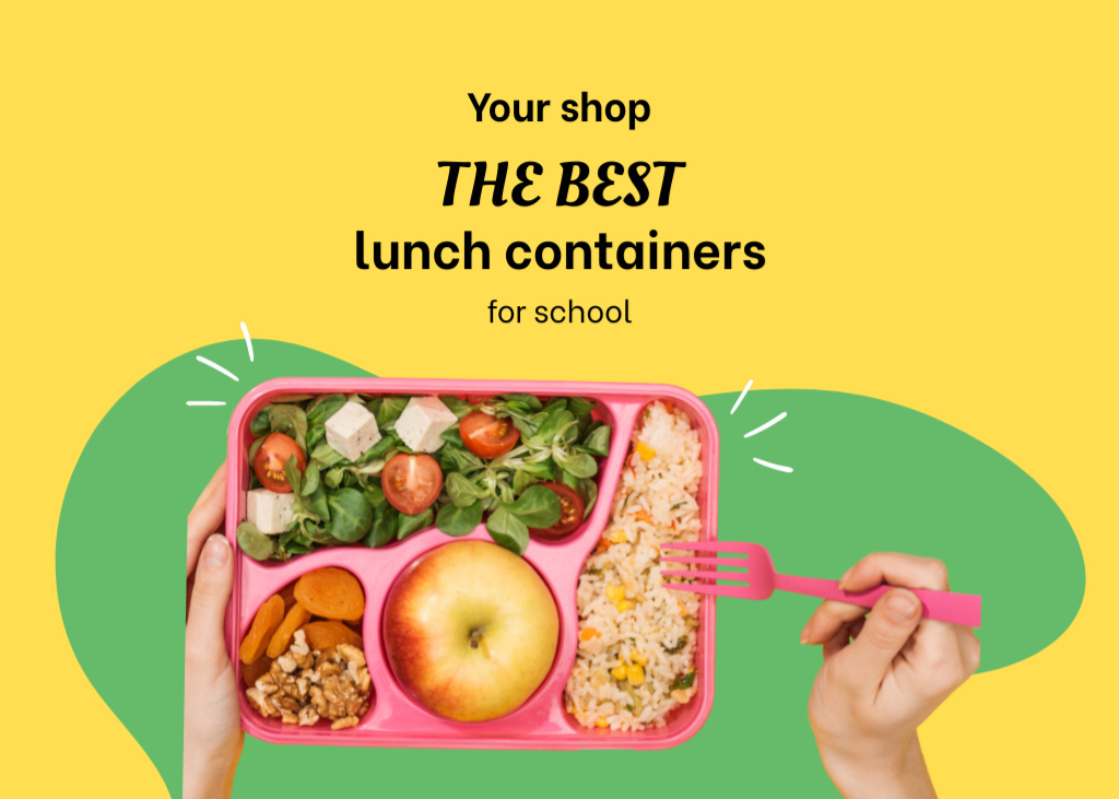 Easy-to-order School Food In Containers Offer Online Flyer 5x7in Horizontal Tasarım Şablonu