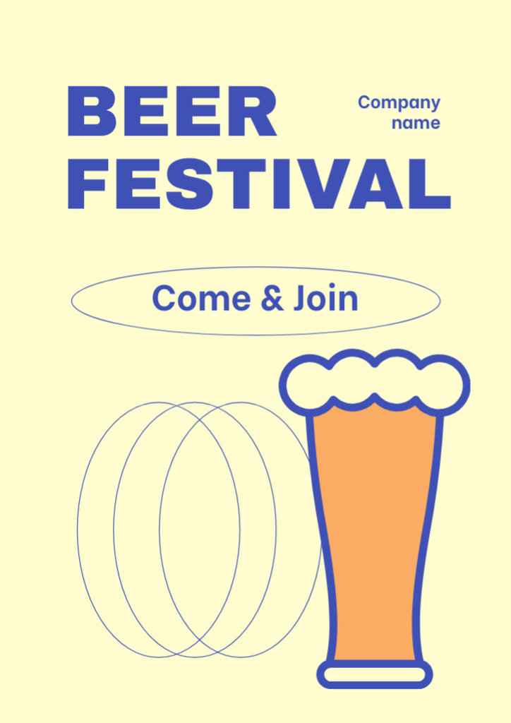 Oktoberfest Celebration Invitation with Glass of Beer Flyer A4 Πρότυπο σχεδίασης