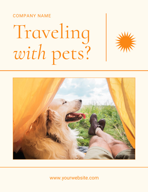 Designvorlage Travelling Tips with Dog and Owner in Tent für Flyer 8.5x11in
