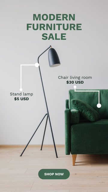 Modern Furniture Sale Announcement Instagram Storyデザインテンプレート