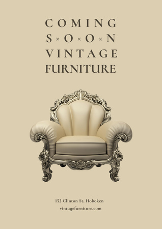 Vintage furniture shop Opening Poster A3 Design Template