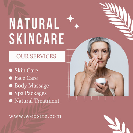 Designvorlage Natürliche Hautpflegeprodukte und eine Vielzahl von Wellness-Dienstleistungen für Instagram