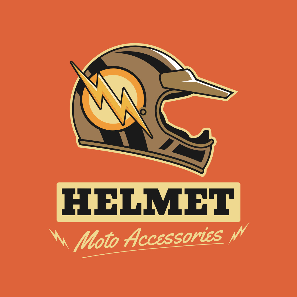 Moto Accessories Store Offer with Helmet Logo Πρότυπο σχεδίασης