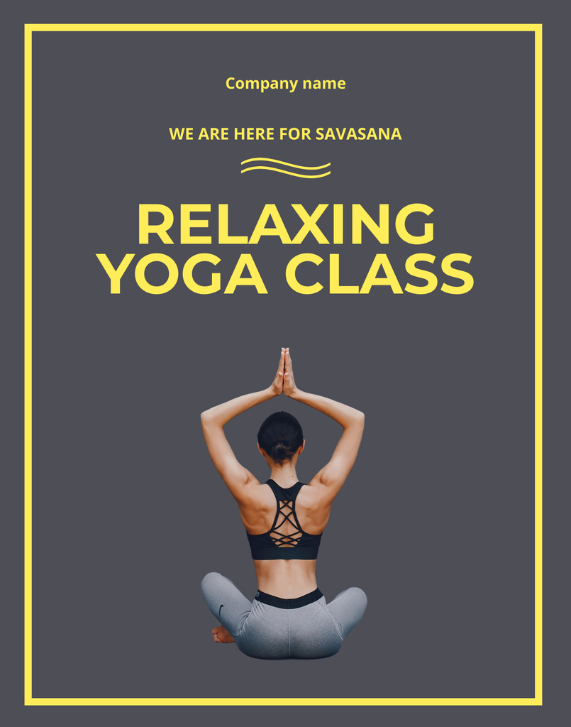 Designvorlage Offer of Relax at Yoga Class on Grey für Poster 22x28in