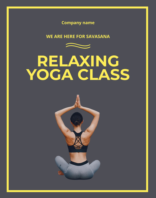 Offer of Relax at Yoga Class on Grey Poster 22x28in Πρότυπο σχεδίασης
