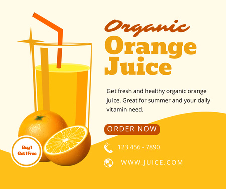 Designvorlage Anzeige für Bio-Orangensaft für Facebook