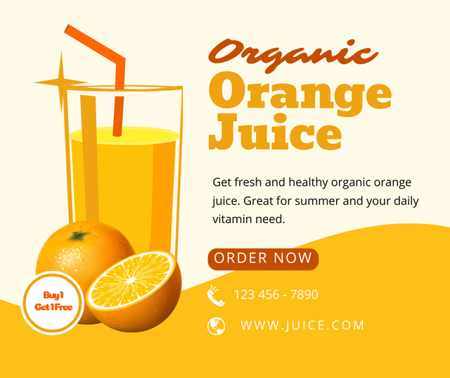 Organic Orange Juice Ad Facebook Πρότυπο σχεδίασης