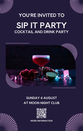 Platilla de diseño Night Party of Alcohol Drinks Invitation 4.6x7.2in
