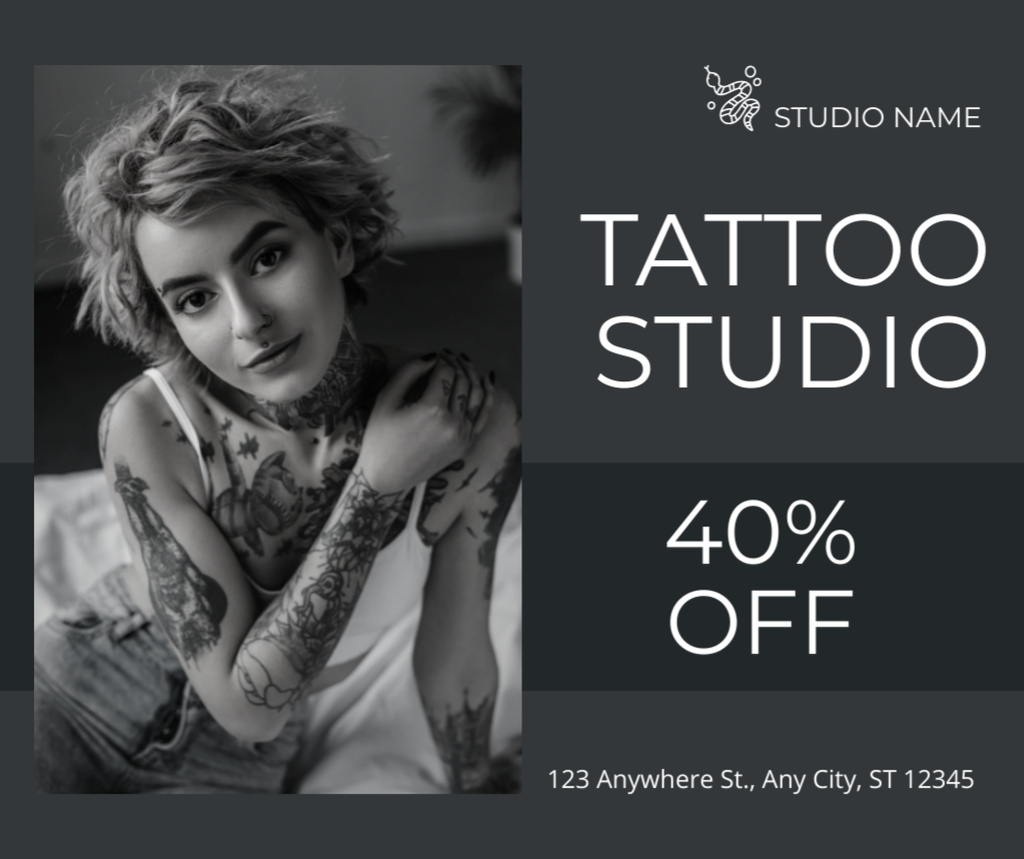 Szablon projektu Tattoo Service Studio With Art Samples And Discount Facebook
