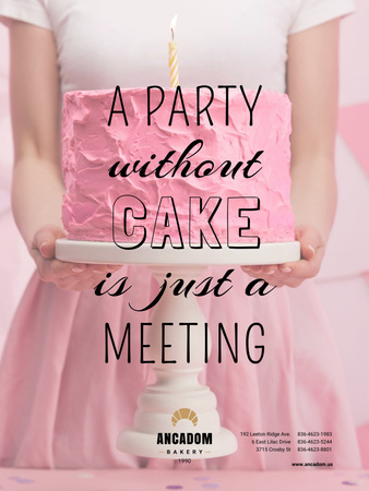 Plantilla de diseño de Servicios de planificación de eventos sociales con pastel en rosa Poster US 
