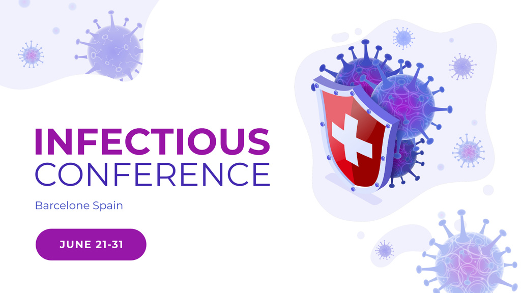 Ontwerpsjabloon van FB event cover van Virus model for Medical Conference