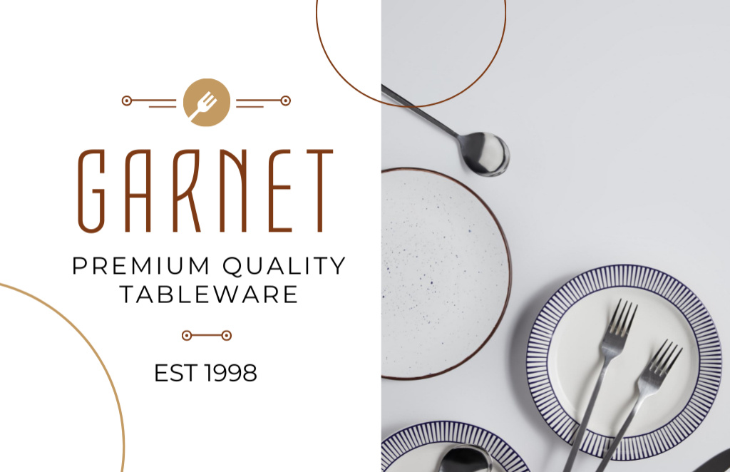 Modèle de visuel Premium Quality Tableware Offer - Business Card 85x55mm