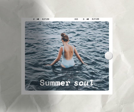 Designvorlage sommer-inspiration mit frau im meerwasser für Facebook