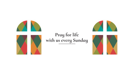 Ontwerpsjabloon van Youtube van uitnodiging om te bidden met kerkramen