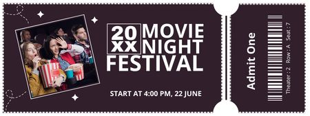 Ontwerpsjabloon van Ticket van Evening Film Festival Announcement with Young People