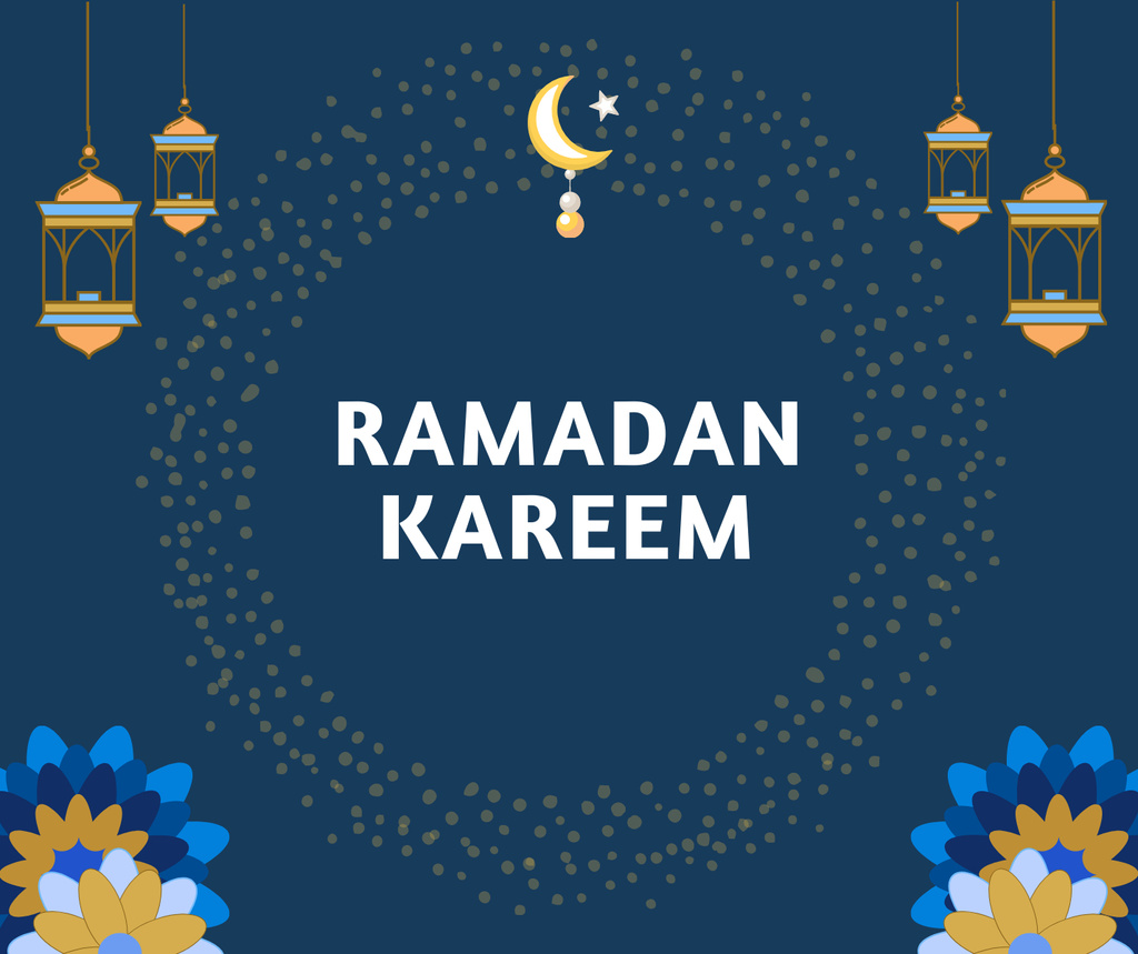 Greeting on Holy Month of Ramadan Facebook 1430x1200px tervezősablon